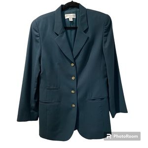 Liz Claiborne Jacket Women’s Green Long Sleeve Four Button Three Pocket Front